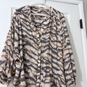 Women's Zebra Print Button-Up Blouse